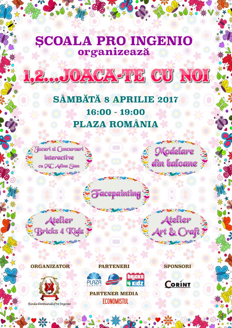 Școala Gimnazială Pro Ingenio organizează petrecerea „1,2…Joacă-te cu noi”