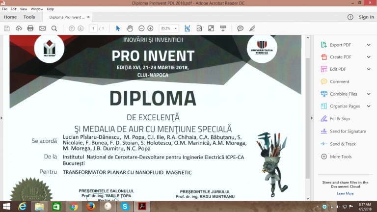 Invenţii ale ICPE-CA, premiate la Pro Invent 2018