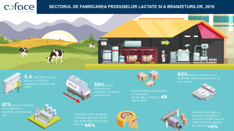 COFACE: Producția de lapte de consum a crescut cu 8% în 2019 comparativ cu 2018