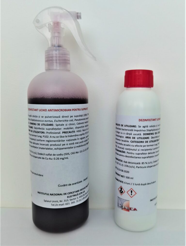 Soluție biocidă împotriva virusului SARS-CoV-2 creată la ICPE-CA