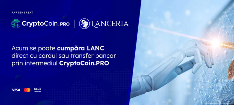 Criptomoneda românească LANC va putea fi achiziționată direct cu cardul bancar, din peste 180 de țări, în urma parteneriatului dintre Lanceria și exchange-ul local CryptoCoin.PRO
