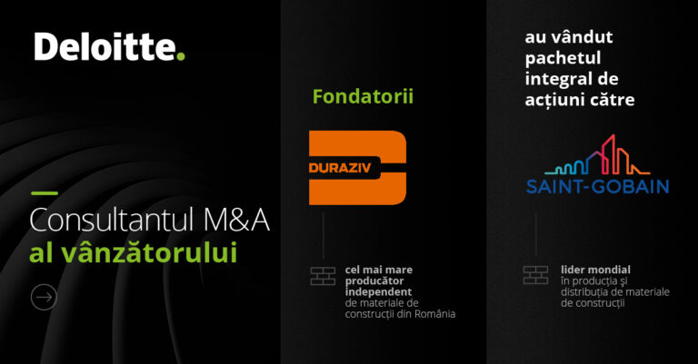 Echipa Deloitte Corporate Finance a asistat liderul în producția de materiale de construcții Duraziv în vânzarea către Saint-Gobain