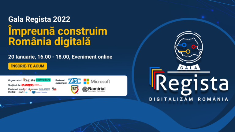 Regista organizează pe 20 ianuarie 2022 Gala Regista, prima Gală de premiere a primăriilor și instituțiilor digitalizate din România