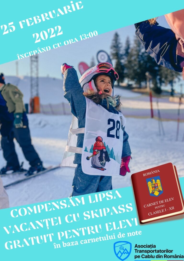 Acces gratuit pe pârtii de schi pentru elevi, o jumătate de zi