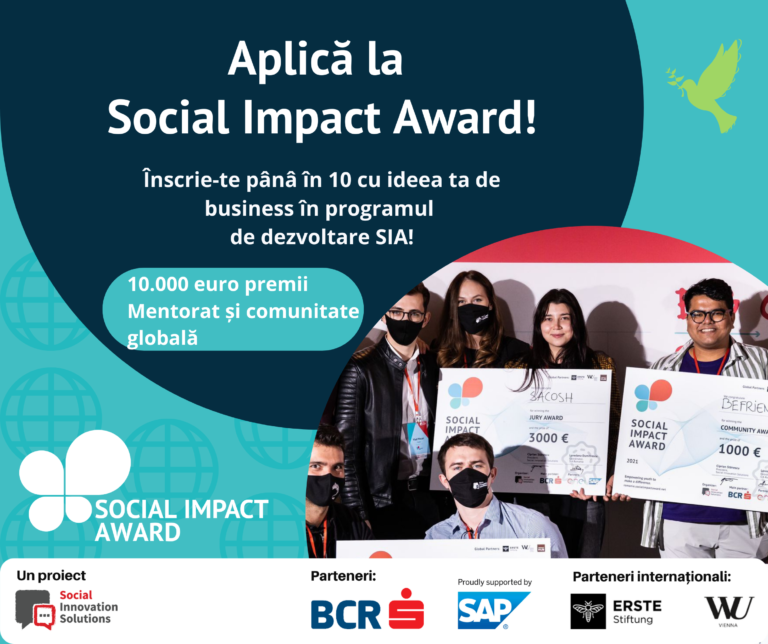 Au început înscrierile pentru competiția Social Impact Award. 10.000 de euro premii pentru idei de afaceri sociale