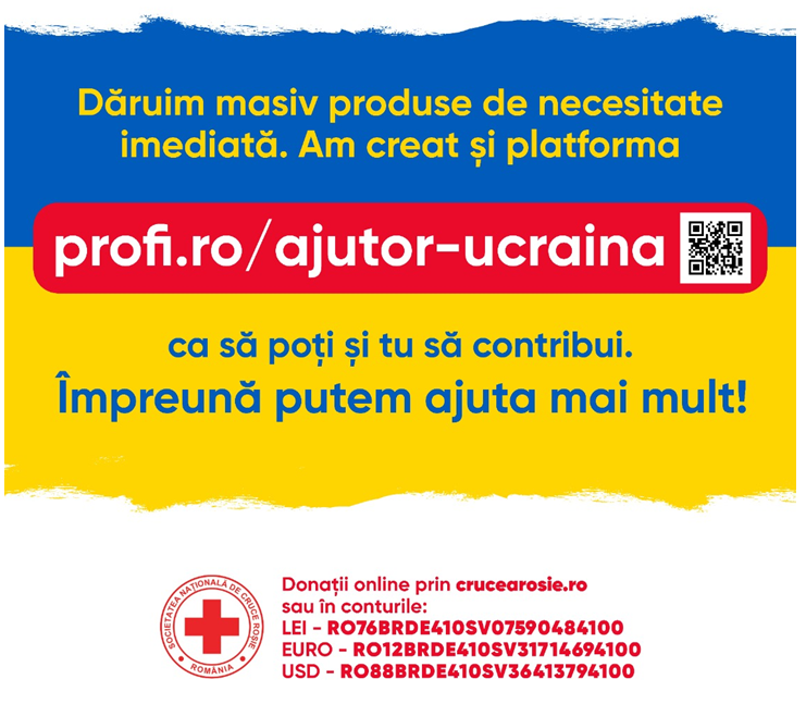 PLATFORMĂ DE AJUTOARE  SUSȚINUTĂ CU PARTENERIATE ÎNTRE PROFI, MINISTERUL AGRICULTURII SI CRUCEA ROSIE