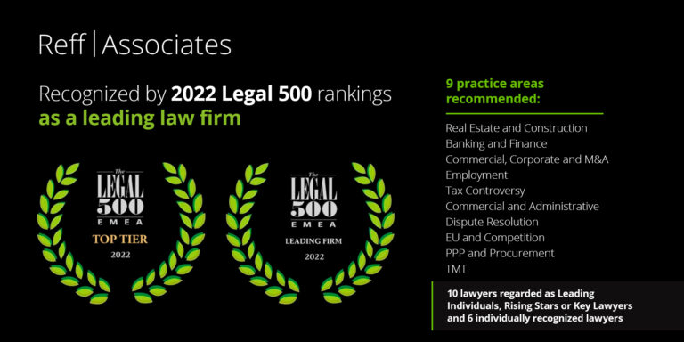Reff & Asociații | Deloitte Legal, confirmată din nou de EMEA Legal 500 între liderii societăților de avocați în nouă arii de practică