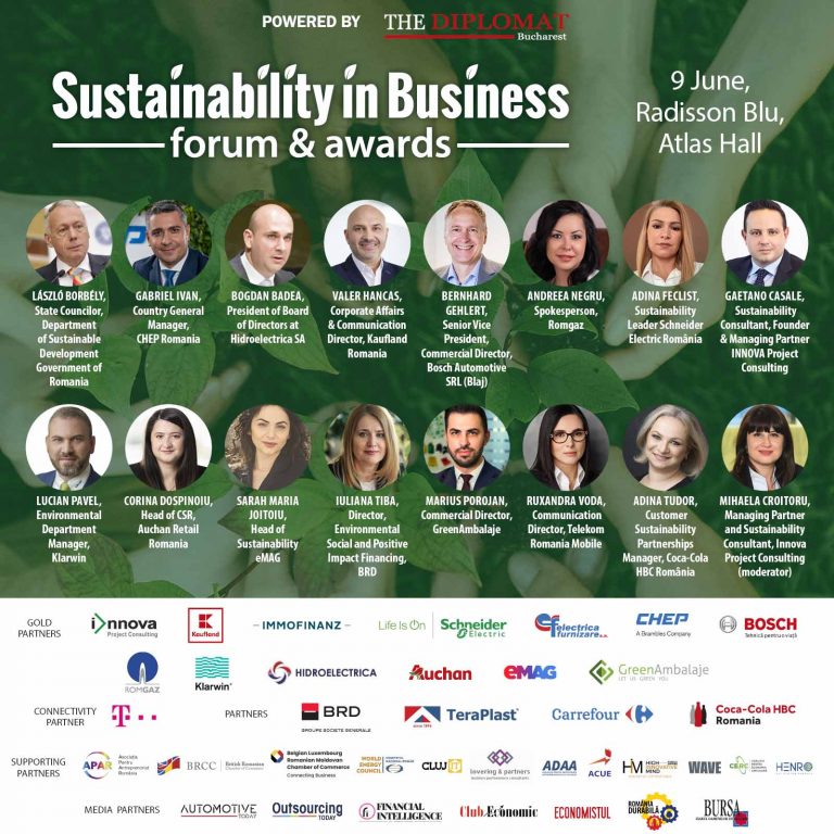 SUSTAINABILITY IN BUSINESS FORUM & AWARDS • a 3-a ediție • RADISSON BLU Hotel București • 9 Iunie 2022, 14:30-20:00