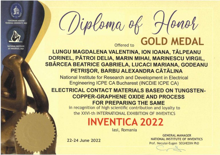 Cercetători ai ICPE-CA, laureați la expoziția Inventica 2022