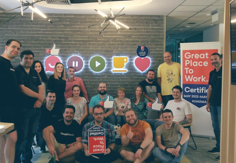Thoughtworks România, unul dintre cei mai mari angajatori din IT, a obținut certificarea Great Place to Work în urma voturilor angajaților