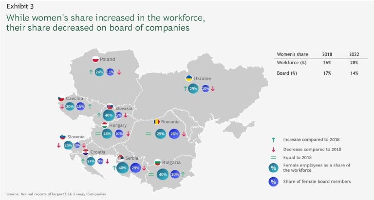 BCG: În România sunt mai puține femei în consiliile de administrație ale companiilor din energie, față de acum 5 ani
