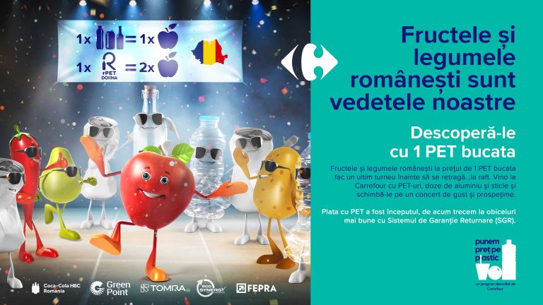 Carrefour România dă startul ultimei ediții a programului Plata cu PET. Fructe și legume la prețul special de un ambalaj reciclabil la Plata cu PET