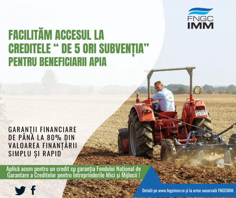 FNGCIMM lansează garanția „DE CINCI ORI SUBVENȚIA”, produs de garantare  dedicat fermierilor care dețin adeverințe APIA