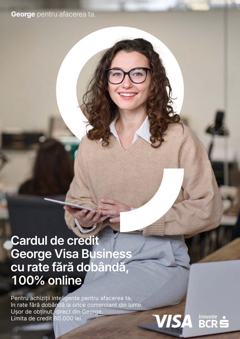 BCR extinde serviciile pentru antreprenori și lansează, prin intermediul George, primul card de credit Visa pentru microîntreprinderi disponibil 100% online, cu o limită de credit de până la 80.000 lei