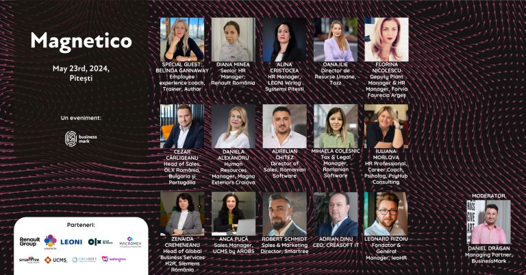 Proiectul „MAGNETICO. How to attract and retain talents improving employer branding and creating meaningful HR practices” ajunge, pentru prima dată, la Pitești. Liderii de HR sunt așteptați la Hotel Ramada, pe 23 mai 2024