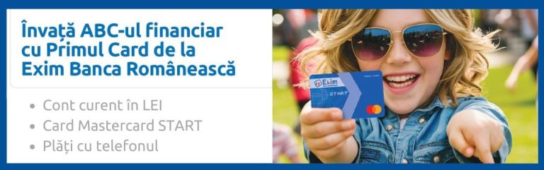 Exim Banca Românească lansează contul cu card personalizat pentru copii