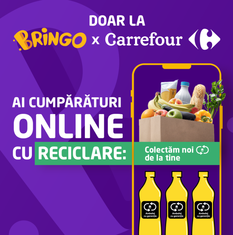 Cumpărături online cu reciclare: Bringo și Carrefour lansează primul serviciu de colectare a ambalajelor cu garanție SGR 