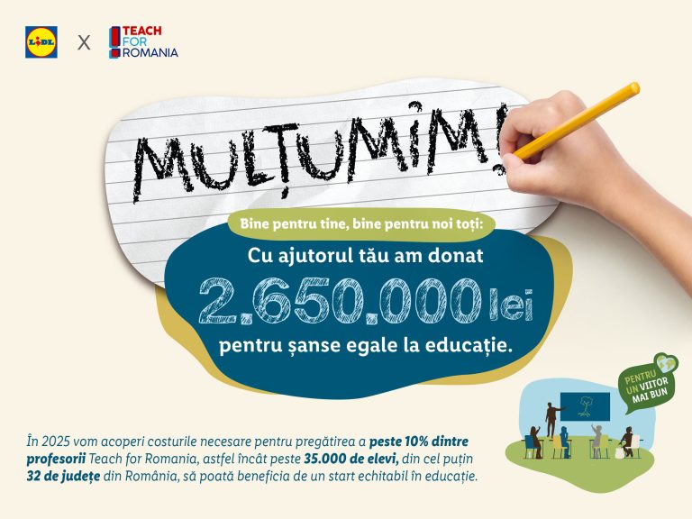 Investiție în educație făcută de Lidl România cu sprijinul clienților săi