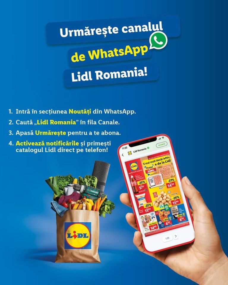 Canal de WhatsApp pentru distribuirea catalogului Lidl România către clienți