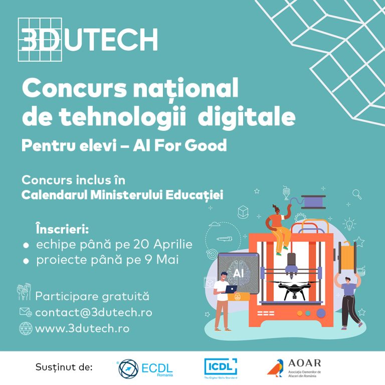 Inteligența Artificială intră în școlile din România prin 3DUTECH