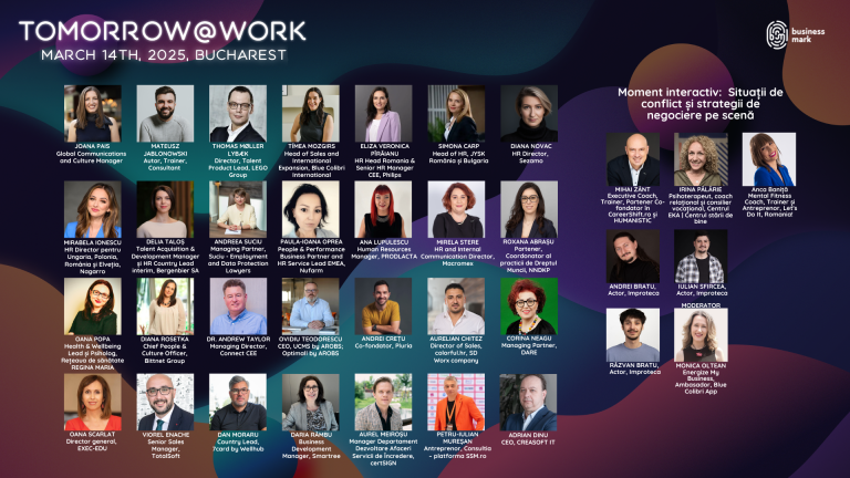 Tomorrow@work 2025: Lideri români și internaționali dezbat cum va arăta viitorul muncii, pe 14 martie, la București