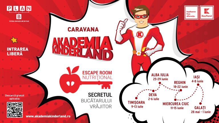 Începe Caravana Akademia Kinderland 2025: copiii descoperă „Secretul bucătarului vrăjitor” într-un escape room nutrițional