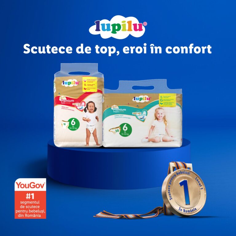 Lupilu, marca proprie Lidl, este alegerea numărul 1 a părinților în categoria de scutece pentru bebeluși, conform datelor YouGov® România