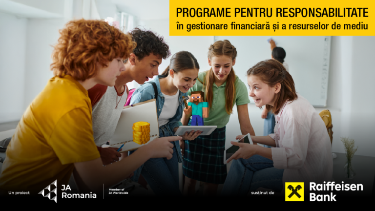 JA România și Raiffeisen Bank continuă parteneriatul pentru formarea comportamentelor responsabile ale tinerilor, cu impact în gestionarea finanțelor și a resurselor de mediu