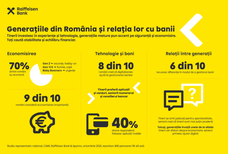 Studiu Raiffeisen Bank: Gen Z pune bani deoparte pentru vacanțe, iar Baby Boomers pentru urgențe 
