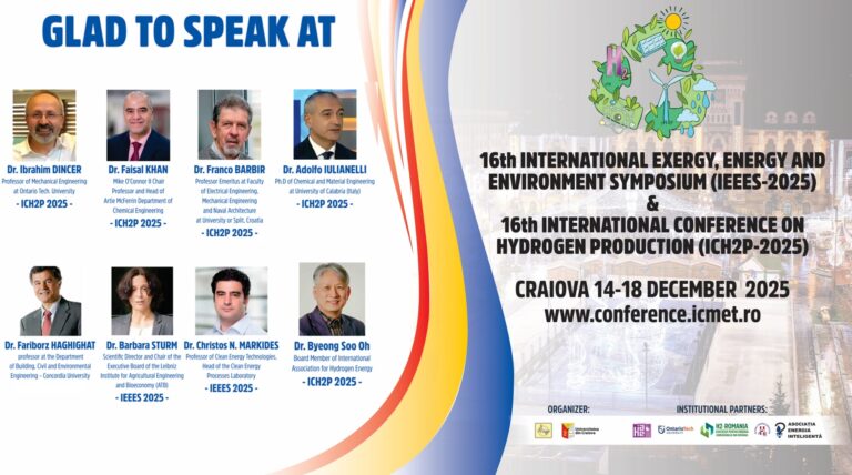Vorbitori de marcă au confirmat prezența la ICH2P și IEEES 2025, evenimente organizate de ICMET Craiova și Universitate din Craiova 