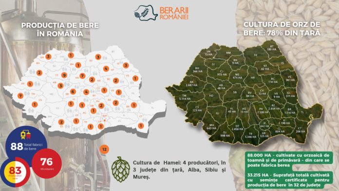 Berarii României - Culturile de materii prime la nivelul României